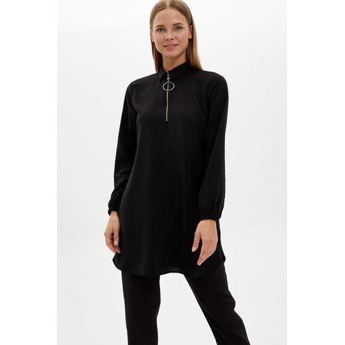 Defacto Woman Long Sleeve Woven Tunic Apparel - BLACK