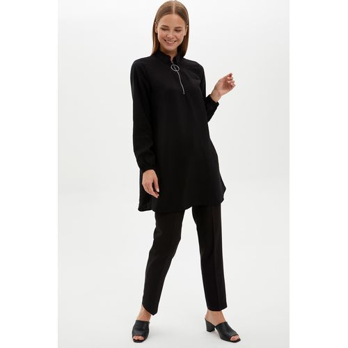 Defacto Woman Long Sleeve Woven Tunic Apparel - BLACK