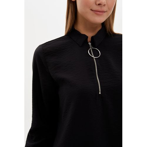 Defacto Woman Long Sleeve Woven Tunic Apparel - BLACK