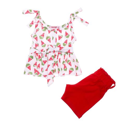 product_image_name-Generic-طقم بنات بأكمام سباجيتي بشكل بطيخ - أحمر وأبيض-2