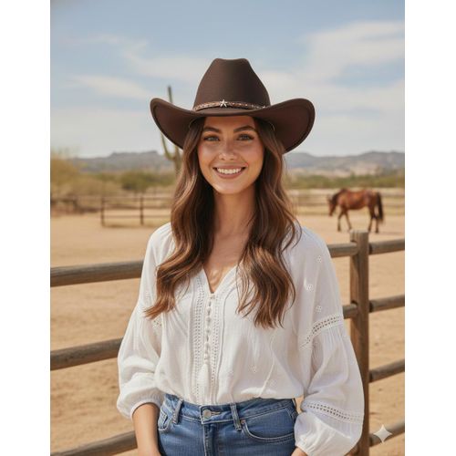 product_image_name-Generic-Beige Western Cowboy Hat – Vintage Star Strap Design – Fashion Hat for Women & Men-4