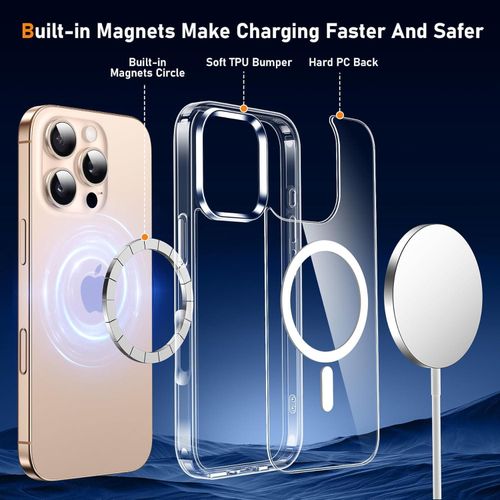 product_image_name-Generic-جراب مغناطيسي لهاتف آيفون 16 برو مزود بلوحتي حماية من الزجاج المقوى ولوحتي حماية للكاميرا، متوافق مع نظام MagSafe، جراب خلفي مقاوم للاصفرار والخدوش لهاتف آيفون 16 برو بشاشة 6.3 بوصة - شفاف-3