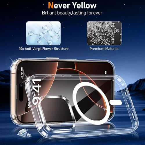 product_image_name-Generic-جراب مغناطيسي لهاتف آيفون 16 برو مزود بلوحتي حماية من الزجاج المقوى ولوحتي حماية للكاميرا، متوافق مع نظام MagSafe، جراب خلفي مقاوم للاصفرار والخدوش لهاتف آيفون 16 برو بشاشة 6.3 بوصة - شفاف-4