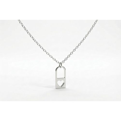 product_image_name-Generic-قلادة فضية معدن مع دلاية شكل قفل-2