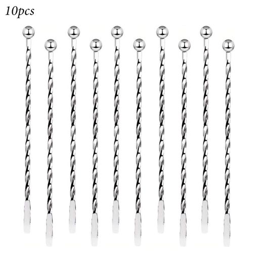 10 Pcs Cocktail Paddle Drink Stirrers, Stainless Steel Coffee