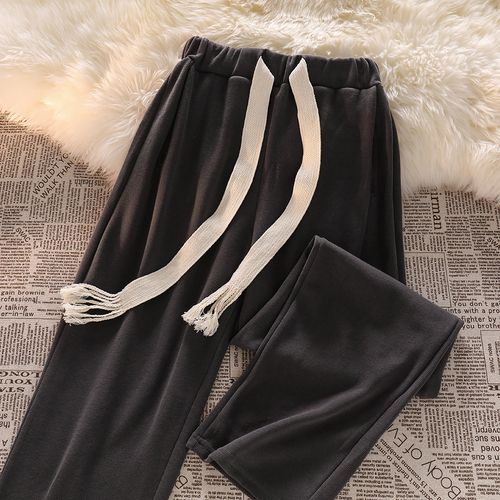 Fashion (Dark Gray)Cotton Wide Leg Long Pants Women 2021 Winter