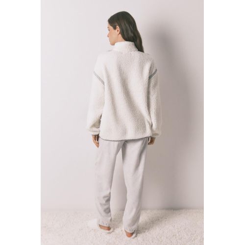 product_image_name-Women Secret-Long pajamas in printed fleece and sherpa.-5