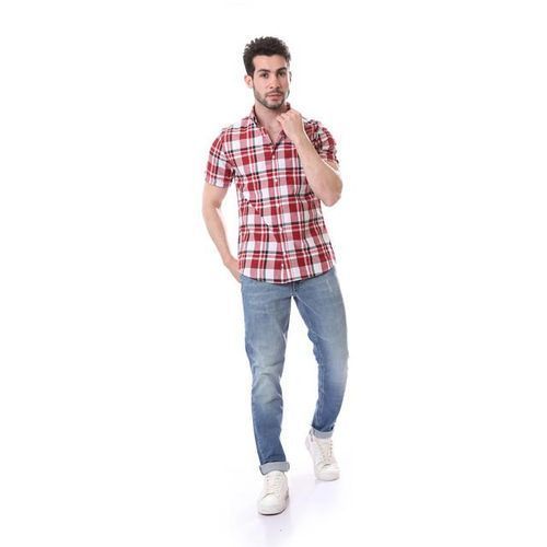 اشتري Andora Red & White Tartan Shorts Sleeves Shirt في مصر