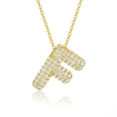 product_image_name-Generic-Letter Necklace with Sparkling Stones, Gold Plated Initial Pendant, Elegant Design for Daily Wear and Special Occasions, Women Fashion Necklace, Multiple Letters Available, 1 Piece-1