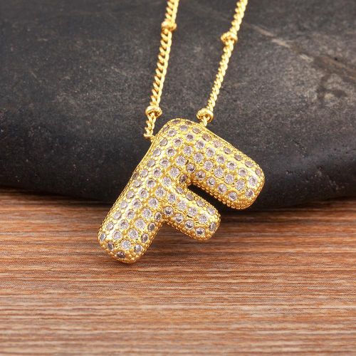 product_image_name-Generic-Letter Necklace with Sparkling Stones, Gold Plated Initial Pendant, Elegant Design for Daily Wear and Special Occasions, Women Fashion Necklace, Multiple Letters Available, 1 Piece-4