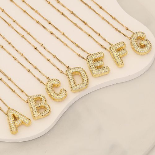 product_image_name-Generic-Letter Necklace with Sparkling Stones, Gold Plated Initial Pendant, Elegant Design for Daily Wear and Special Occasions, Women Fashion Necklace, Multiple Letters Available, 1 Piece-5