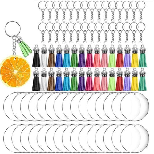 Acrylic Keychain Blank 30pcs Round Clear Keychains for Vinyl Kit