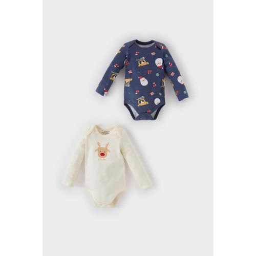 product_image_name-Defacto-Baby Boy Envelope Neck Regular Fit Long Sleeve Snap Body - Indigo-1