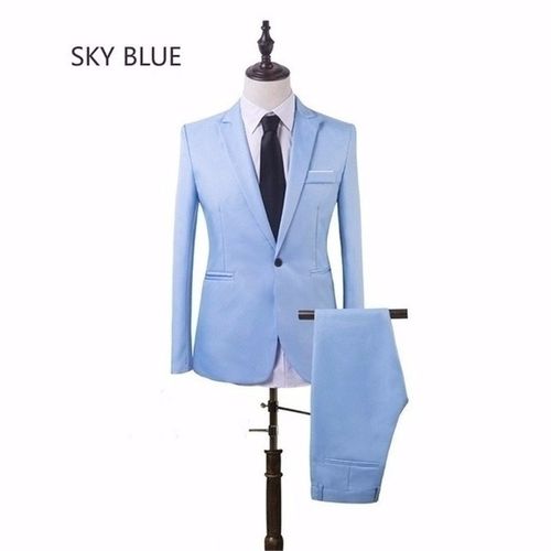 Fashion sky Blue White Solid Mens Dress Blazers Men s Two piece Suit coat Pants Casual Suit For Men Large Size Suit Wedding Trajes De Hombre MAA Best Price Online Jumia Egypt