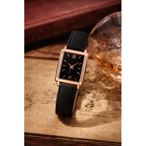 product_image_name-SHEIN-ساعة يد نسائية مستطيلة فاخرة – إطار ذهبي روز وسوار جلد -1