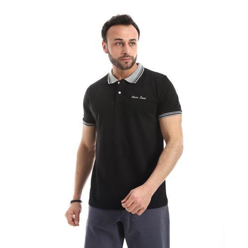 product_image_name-OLVER SAND-Double Colored Black Black And Grey Comfy Polo-1
