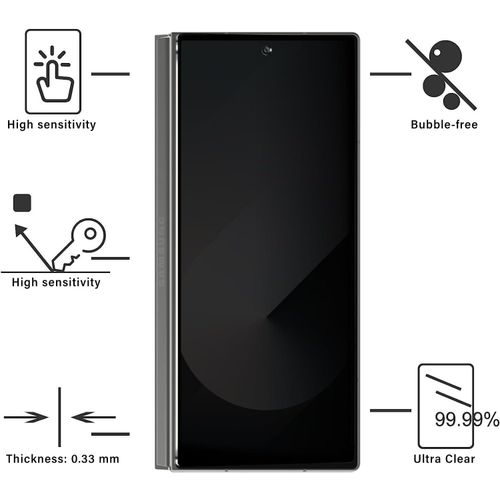 product_image_name-Generic-واقي شاشة خاصية الخصوصية لهاتف سامسونج جالاكسي Z فولد 5، زجاج مقوى مع لصق كامل من الحافة للحافة، صلابة 9H، مضاد لبصمات الأصابع، حواف منحنية، مقاومة للخدش-7