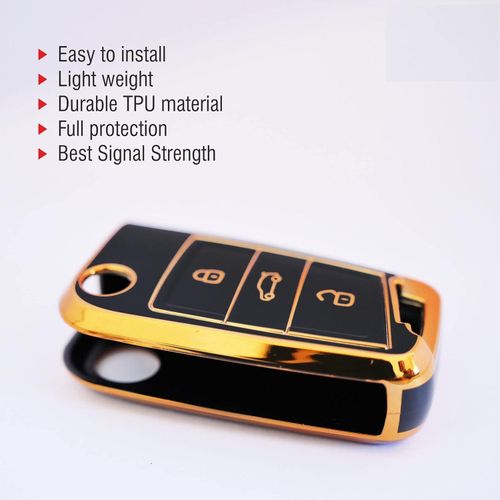 product_image_name-Generic-غطاء مفتاح سيارة من اوتو اديكت مصنوع من جلد البولي يوريثين الحراري (اسود، قطعة واحدة) لسيارة فولكس فاجن تي-روك-4