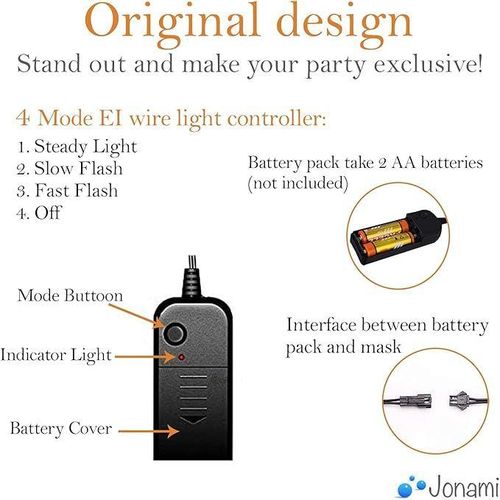 product_image_name-Generic-LED Halloween Purge Mask Glow Face Mask 3 Light Modes Judgment Night Mask for Costume Party or Carnival-4