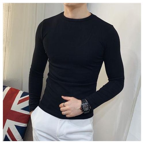 Buy Black Textured Long Sleeve Tee Online at Muftijeans