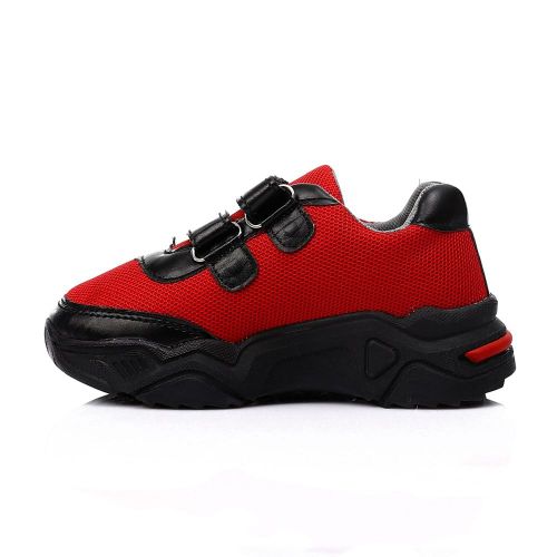 Buy Roadwalker Rubber Sole Mesh Kids Velcro Sneakers - Black & Red in Egypt