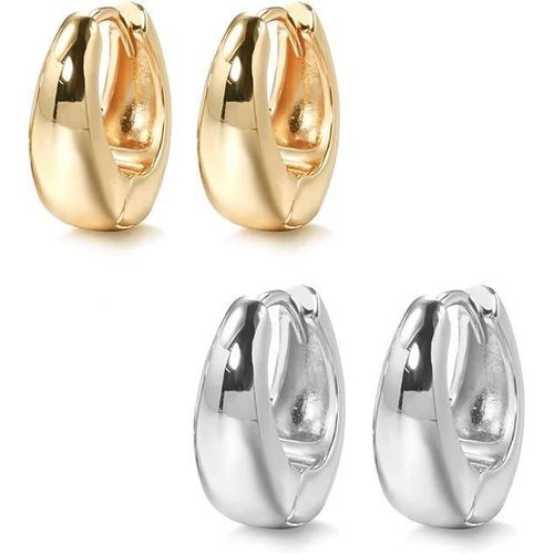 product_image_name-Fayrouz Jewelry-أقراط حلقية من مجوهرات فيروز للنساء، أقراط حلقية مطلية بالذهب عيار 18 قيراط، خفيفة الوزن ومضادة للحساسية، مناسبة للفتيات ولجميع المناسبات (زوجان ذهبي/فضي)-1