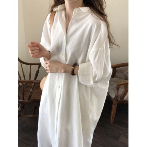 Fashion W OneBling White Shirt Dress For Women Oversize Casual Linen Cotton Loose Lady Dress Long Sleeve Midi Long Blouse Dress BEA Best Price Online Jumia Egypt