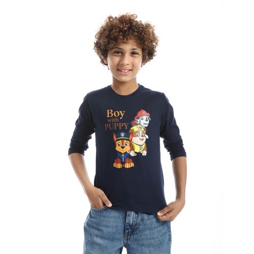 product_image_name-Andora-Boys Printed Long-Sleeve Shirt – Navy Blue-1