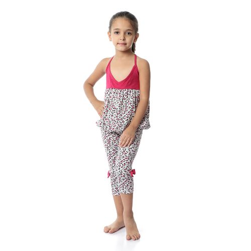 اشتري Kady Girls Leopard Spaghetti Sleeves Pajama Set - Fuchsia في مصر