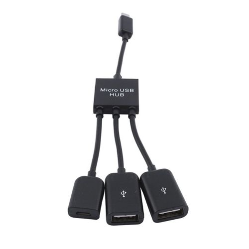 اشتري Generic TA-Micro USB Hub OTG Connector Spliter Power Charging Cable Data Wire*Black في مصر