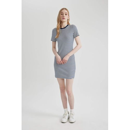 product_image_name-Defacto-فستان قصير مخطط مضلع بوديكون بياقة مستديرة-5