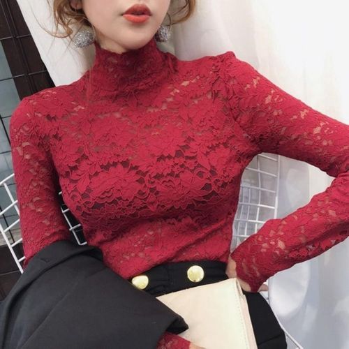 Womens Fashion Fall Deals ! BVnarty Fashion Women's Casual Long Sleeve  O-Neck Solid Color Juliet Sleeves Loose Tops Lace Neckline High Neck Classy