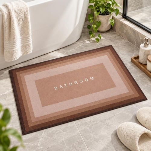 Generic Rectangular Bathroom Mat with Modern Design Brown - 3-30 - image 3