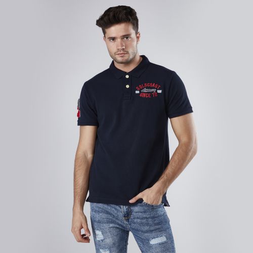 Max Embroidered Polo Collar T-shirt with Short Sleeves - DARK BLUE