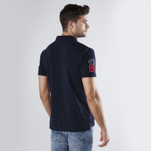 Max Embroidered Polo Collar T-shirt with Short Sleeves - DARK BLUE