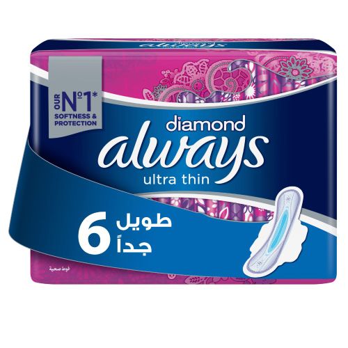 Buy Always Diamond Ultra Thin Extra Long Sanitary Pads 6 Pieces in Egypt