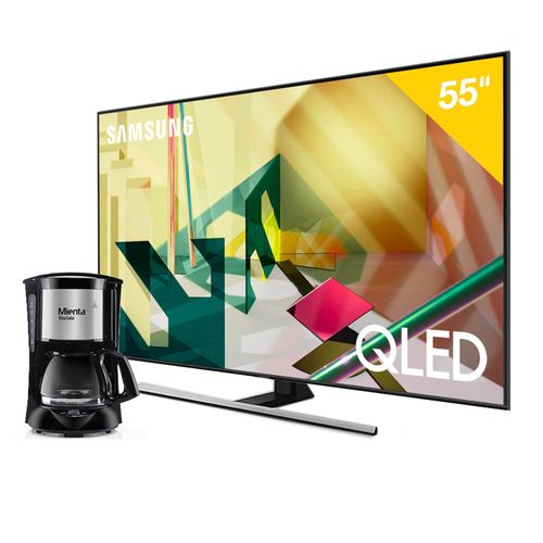 Samsung QA55Q70T - تلفزيون ذكي 55 بوصة QLED مسطح 4K UHD + صانعة قهوة من ميانتا CM31316A - 600 وات