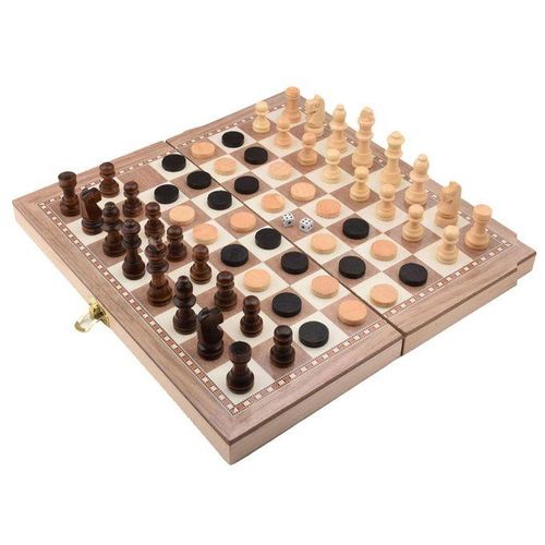 Generic Folding Wooden Three-in-one Suit Chess Board Solid Wood @ Best ...