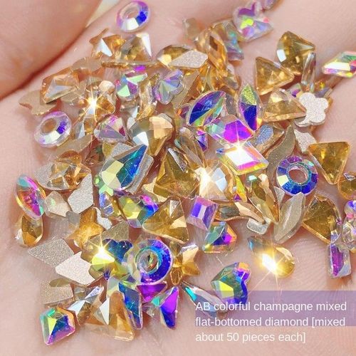 50 Pcs Champagne Nail Art Rhinestones