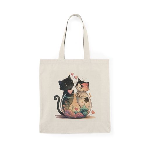 product_image_name-Generic-توتي باج - شنطة قماش دك ثقيل Cats in Love Valentines Tote Bag-1