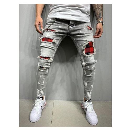 Levmjia Long Pants For Men Clearance Men's High-end Ripped Trendy Slim Jeans  Black - Walmart.com