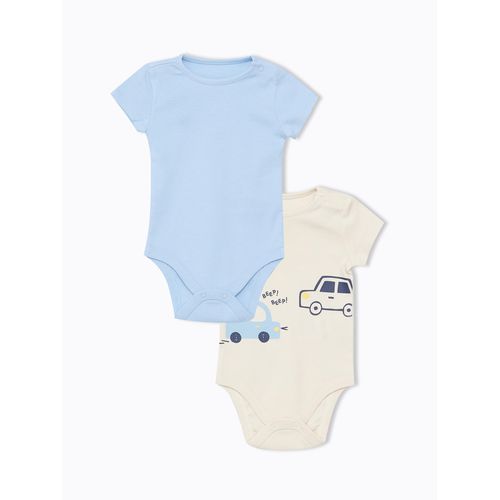 product_image_name-LC Waikiki-Crew Neck Short Sleeve Printed Baby Boy Bodysuit With Snap Crotch 2-Pack-1