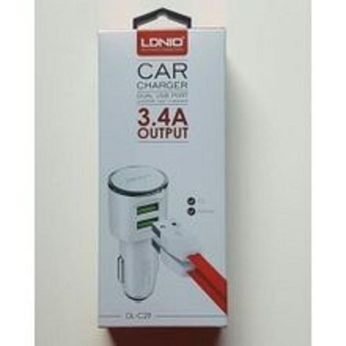 DL-C29 Smart & Quick Dual Port USB Car Charger - 5A - 3.4A + Micro USB Cable