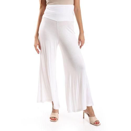 product_image_name-Kady-سروال كادي بتصميم سادة بقصة واسعة - أبيض-1