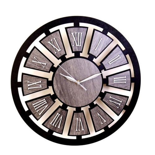 product_image_name-Generic-ساعة حائط خشبية بقطر 40 سم بتصميم دائري وأرقام رومانية-2