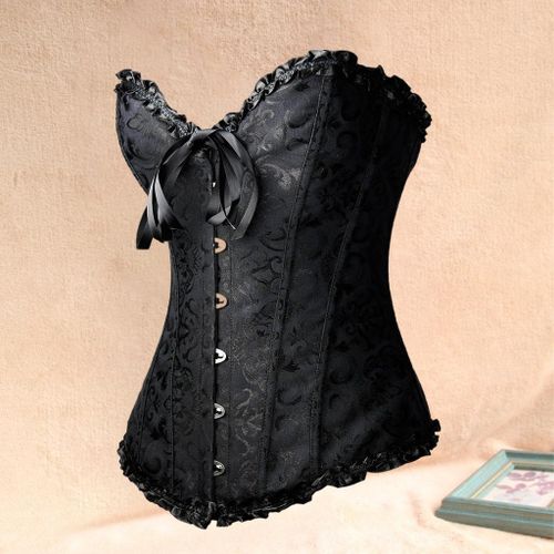 Generic Women Size L XL Boned Lace Up Overbust Corset Top Black XL @ Best  Price Online