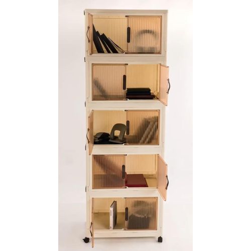 product_image_name-Khorshid-دولاب فانتازيا لتخزين شفاف 5 ارفف من البلاستيك خورشيد - بيج --1