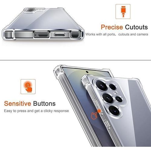 product_image_name-Generic-Clear silicone case for Samsung Galaxy S25 Ultra 5G network with shockproof protective corners, flexible and soft TPU shock-absorbing cover, scratch resistant-6