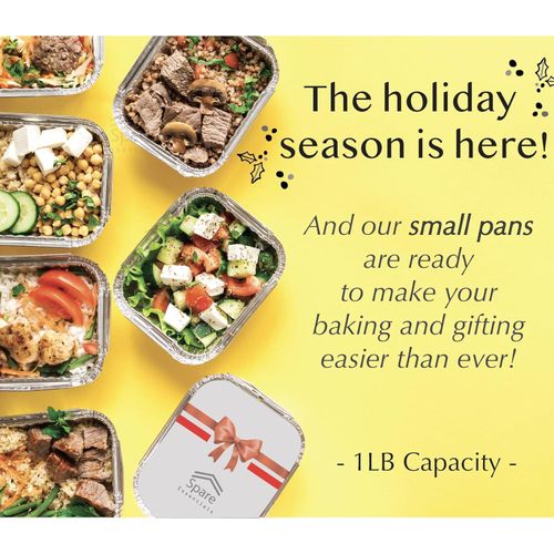 product_image_name-Generic-Spare Essentials 55 Pack - Small Foil Pans with Lids - To Go Food Containers with Lids 1lb Mini Aluminum Pans Freezer Safe Foil Take out Trays Heat proof Aluminum Meal Prep Containers 5.5x4.5x1.9 in-5