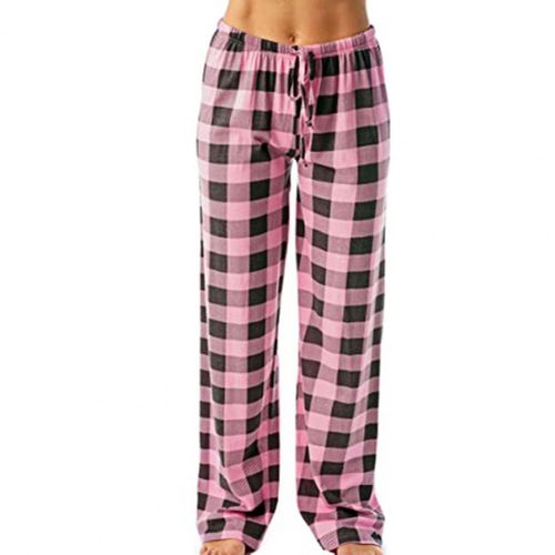 Fashion (Pink)Women Sleep Pants Plaid Pattern Pajama Pants High Elasticity  Wide Legs Cotton Loose Ladies Trousers Pantalones De Muje DOU @ Best Price  Online